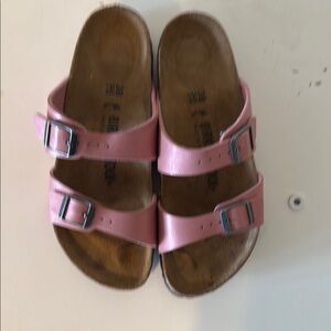 Birkenstock Pink Metallic Sandals with Adjustable Straps